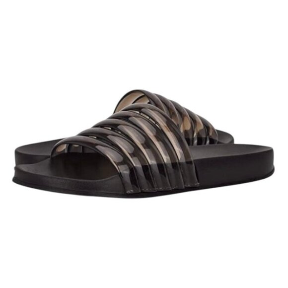 NINE WEST SERENITY Women's Strappy Flats Slide Sandals Black Rubber Size 8 - Picture 7 of 9